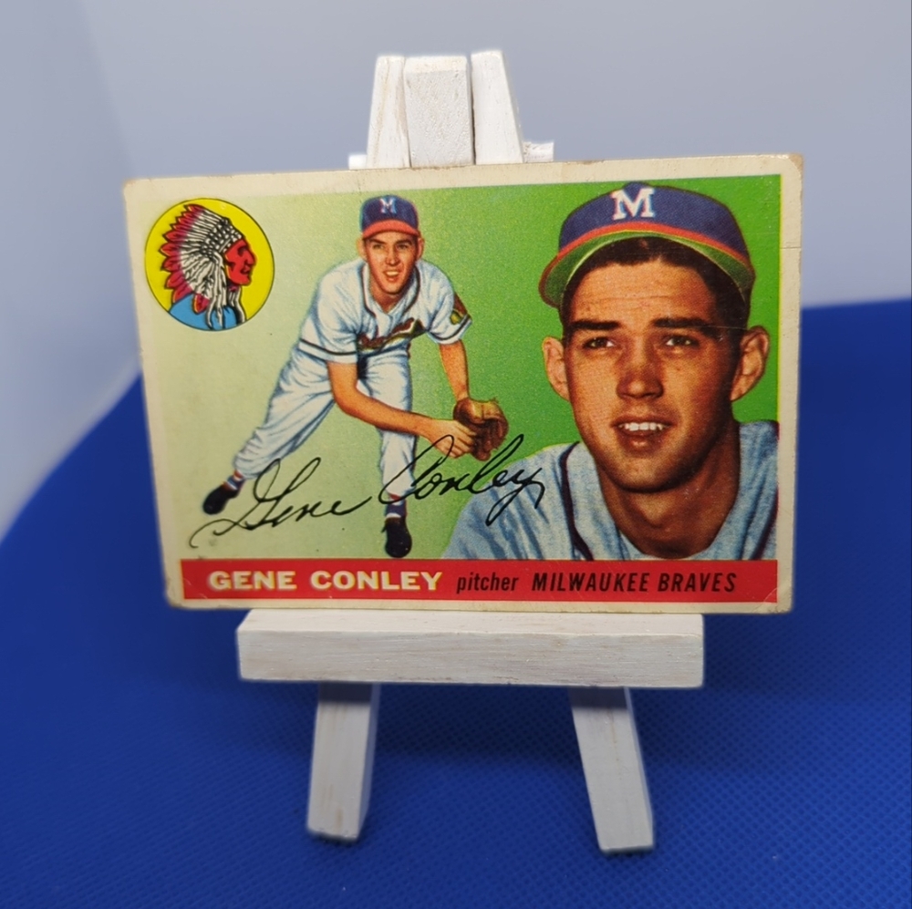 Vintage BASEBALL Card TOPPS 1955 GENE CONLEY Pitcher Milwaukee Braves #81